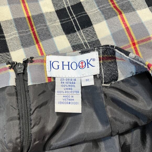 JG Hook Skirt Womens 8P Petite Wool Plaid Business Straight Pencil Short - Picture 4 of 7